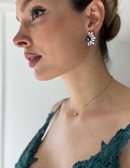 Boucle d'oreilles de fête en forme de demi-soleil avec zirconias