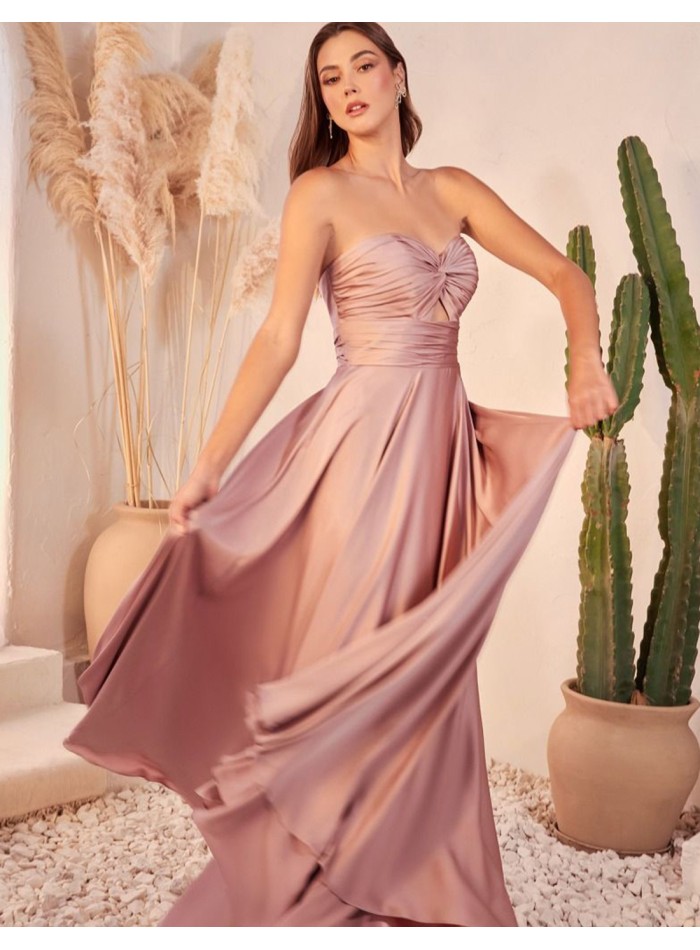 Satinlong gown with Sweetheart Neckline with Draped Detail