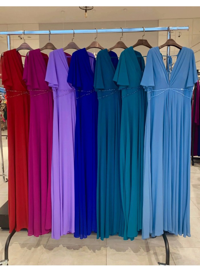 Long gown with rhinestone detail and sleeveless...