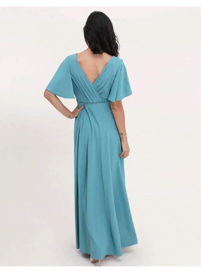 Robe longue de fête avec décolleté en V orné de...