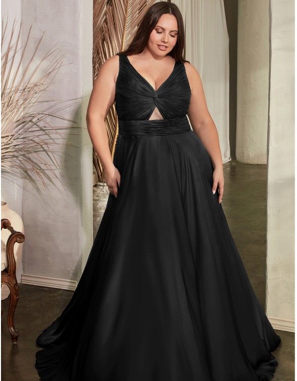 Long satin gown with draped strapless straps neckline -... 2