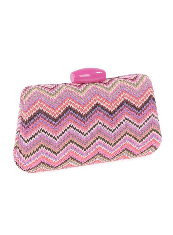 Sac en raphia avec motif en zigzag multicolore