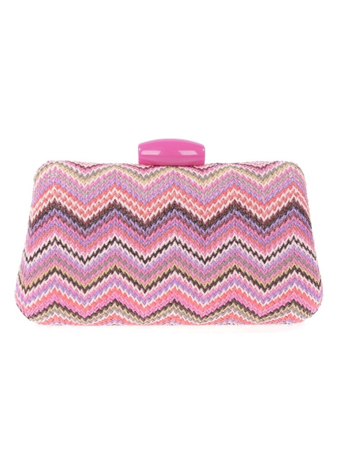 Sac en raphia avec motif en zigzag multicolore