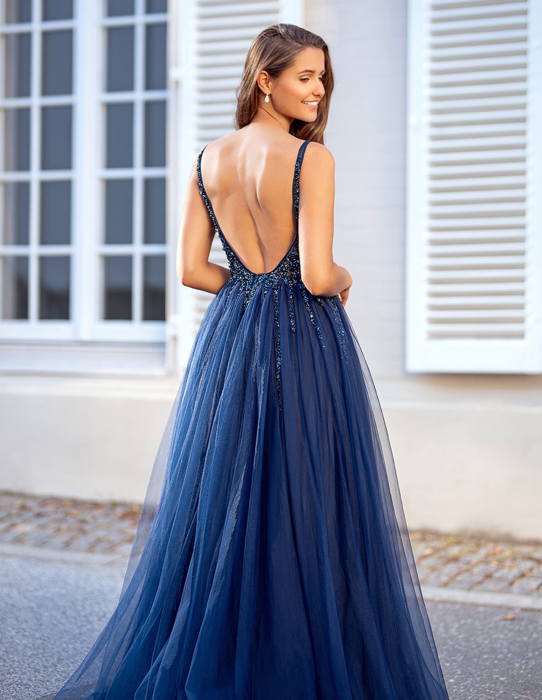 Vestidos largos con cuerpo de encaje y falda de tul Crepúsculo