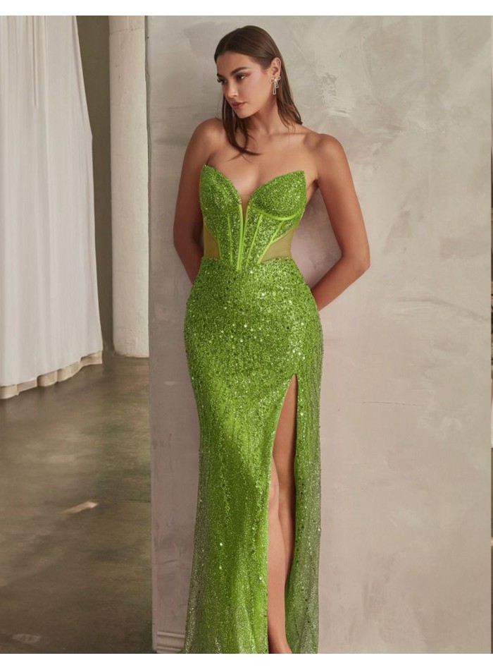 Robe longue de fête avec strass et encolure corsetée