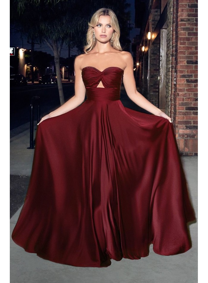 Satinlong gown with Sweetheart Neckline with Draped Detail