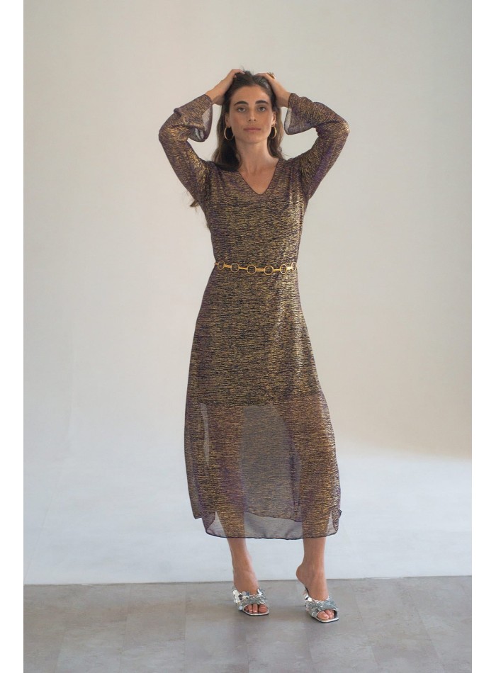 Transparent gold party dress for events | INVITADISIMA