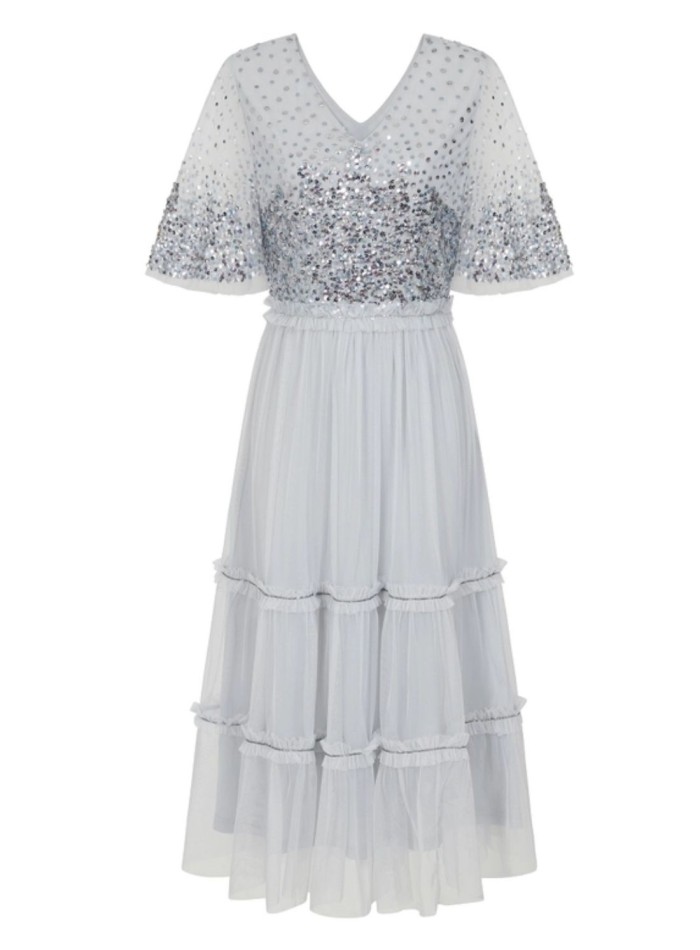 Éter blue cocktail party dress with sequined...