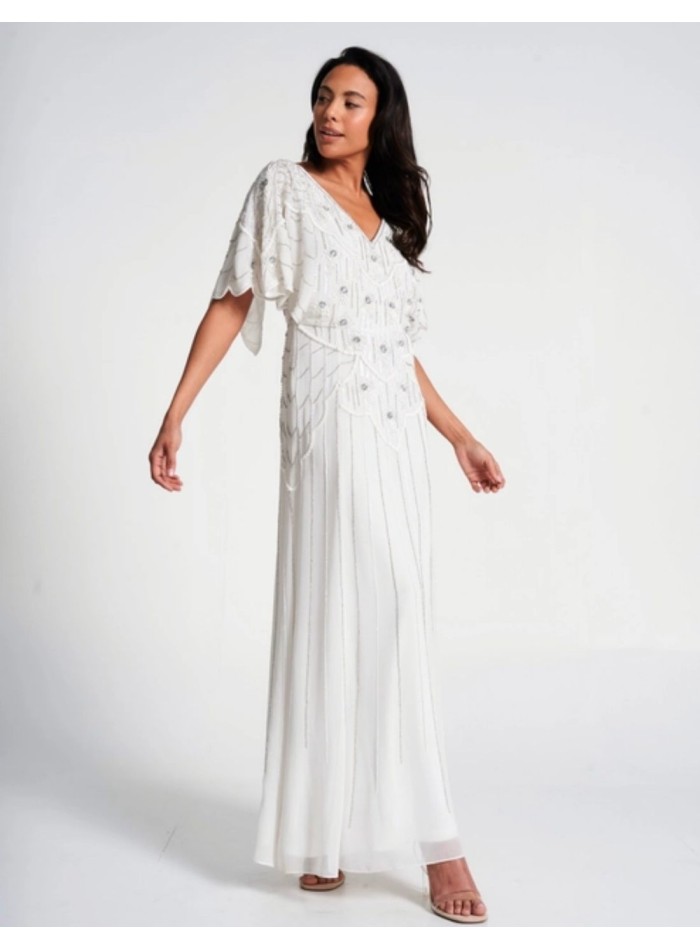 Robe de mariée blanche avec manches relevées et...