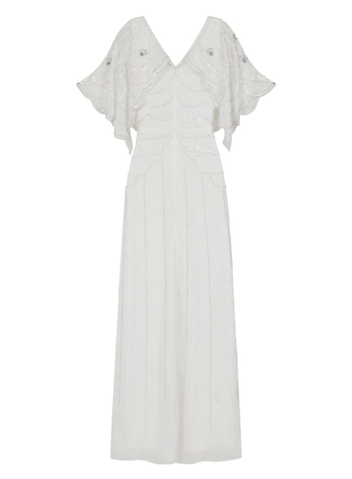 Robe de mariée blanche avec manches relevées et...