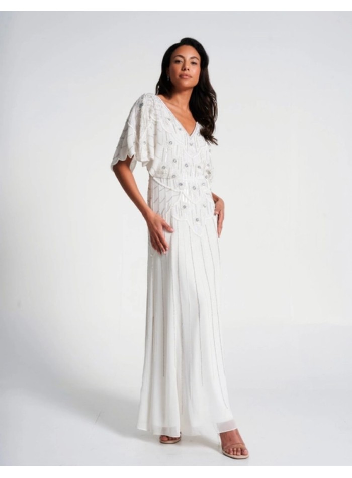 Robe de mariée blanche avec manches relevées et...