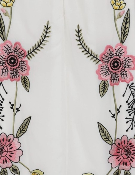 Vestido largo túnica bordado de flores con espalda anudada