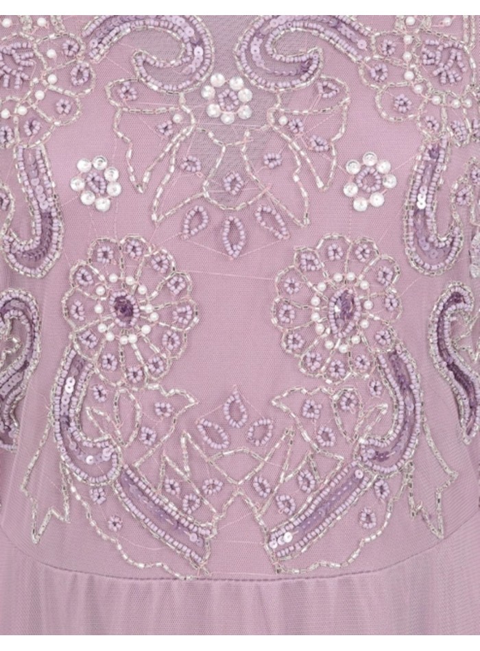 Long party dress with long sleeves embroidered...