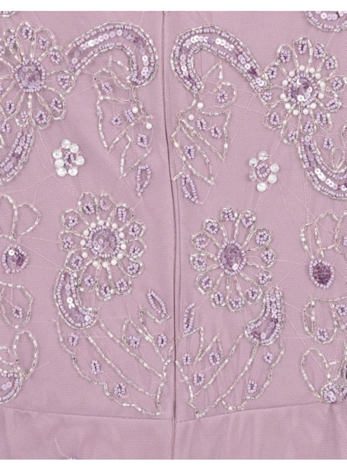 Vestido largo de fiesta con manga larga bordada...