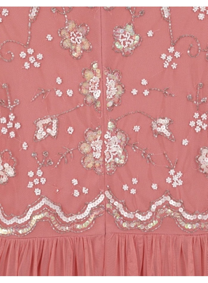 Long party dress with long sleeves embroidered...