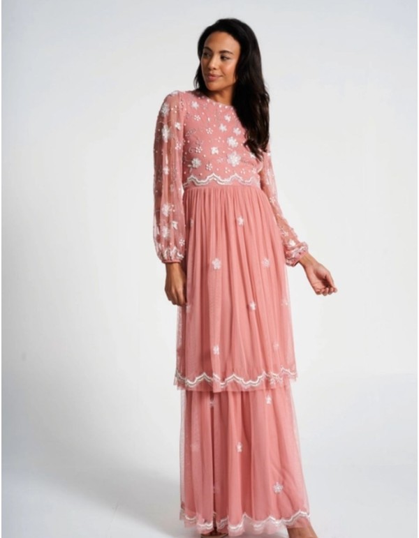 Robe longue de fête à manches longues brodée de sequins... 2