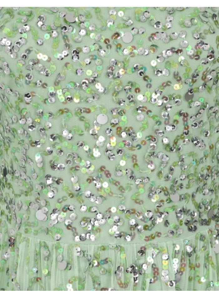 Vestido de fiesta largo verde menta con...