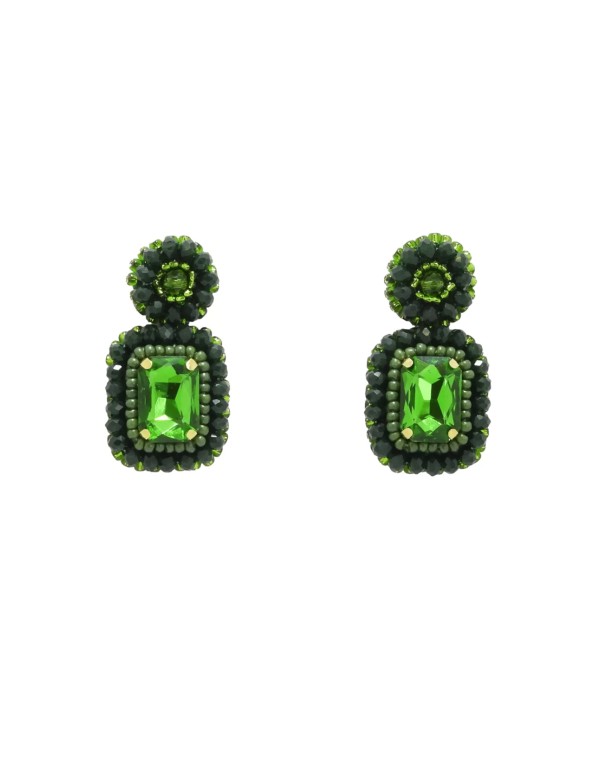 Party earrings with coloured rectangular stone