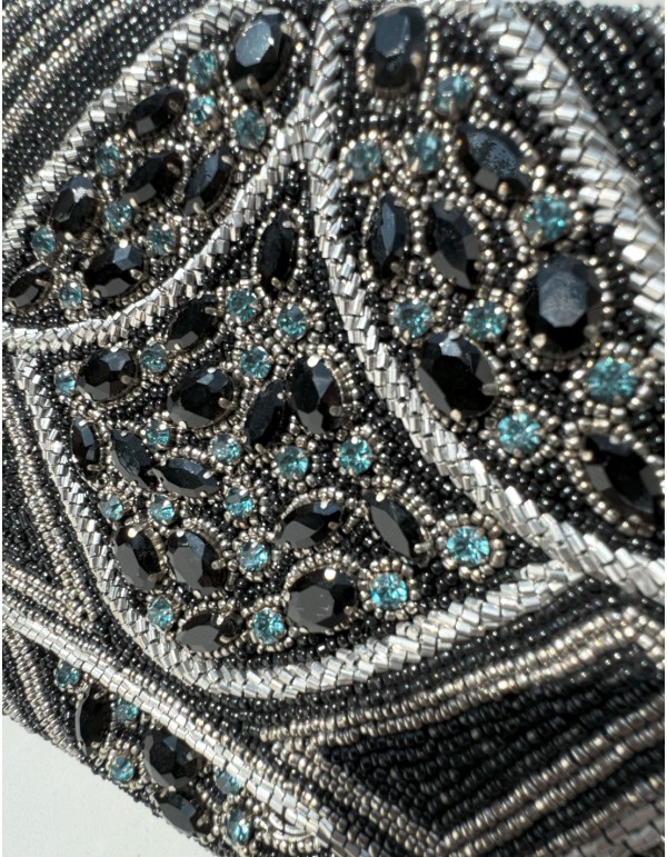 Pochette en strass noir avec cristaux 2