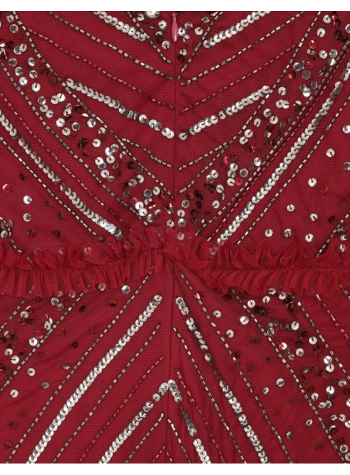 Vestido de fiesta largo granate con lentejuelas...