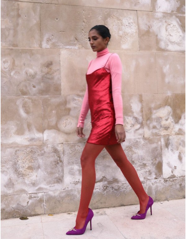 Bougainvillea suede party shoe with decorative buckle 2