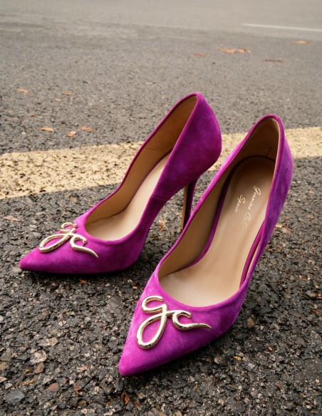 Zapatos de fiesta buganvilla de ante con hebilla decorativa