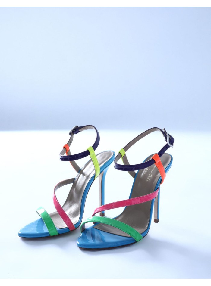 Multicoloured party sandal with buckle fastening