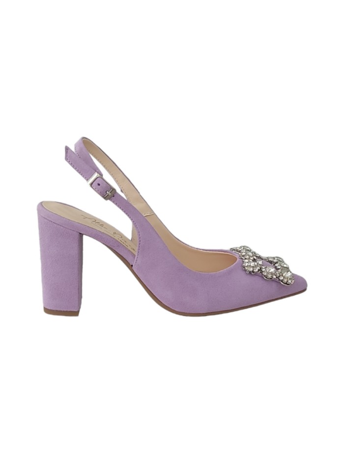 Lavender party shoes with crystal embellishment