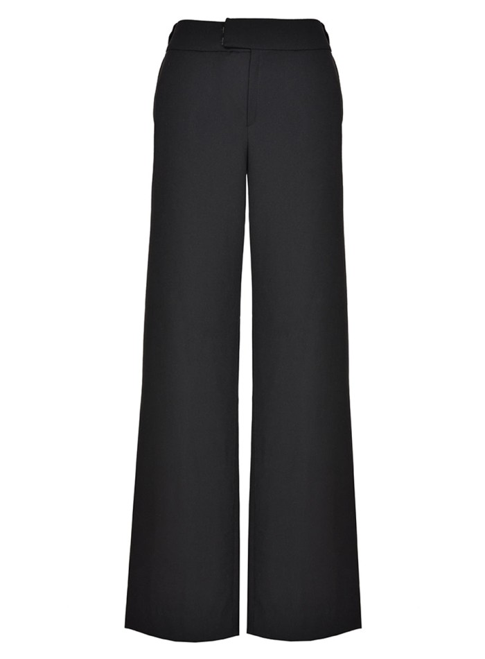 Pantalon de costume noir à taille haute et coupe droite