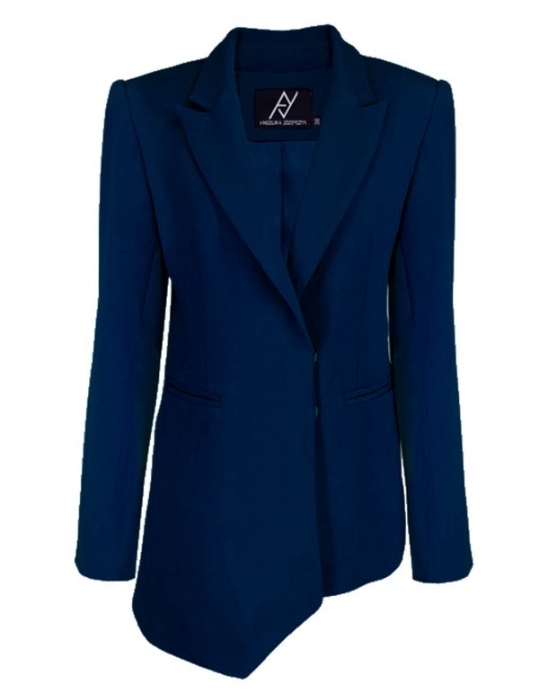 Blazer bleu marine avec design asymétrique et rembourrage...