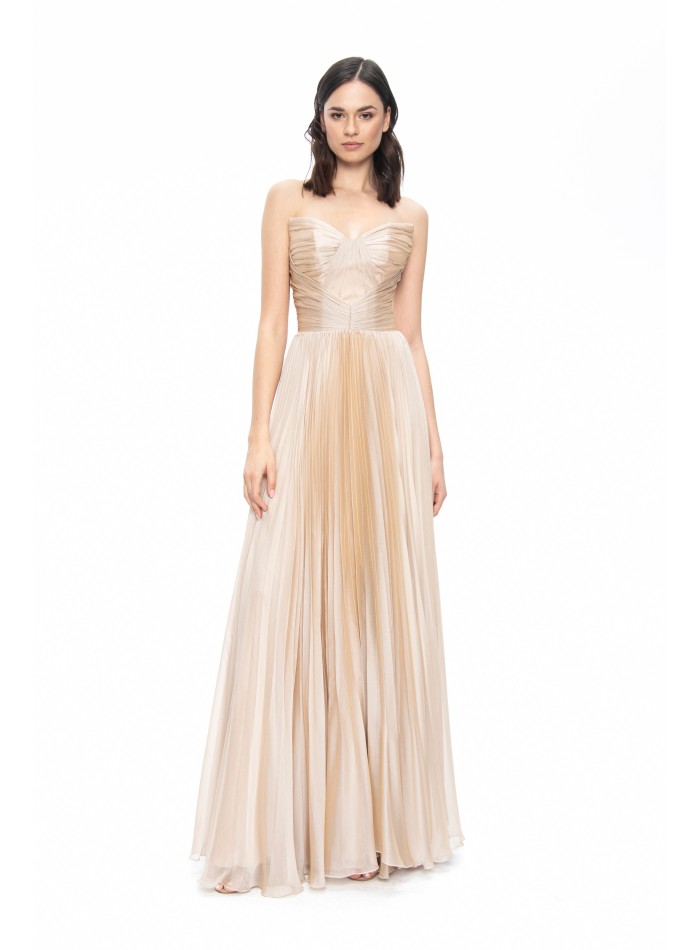 Vestido de fiesta palabra de honor plisado en...