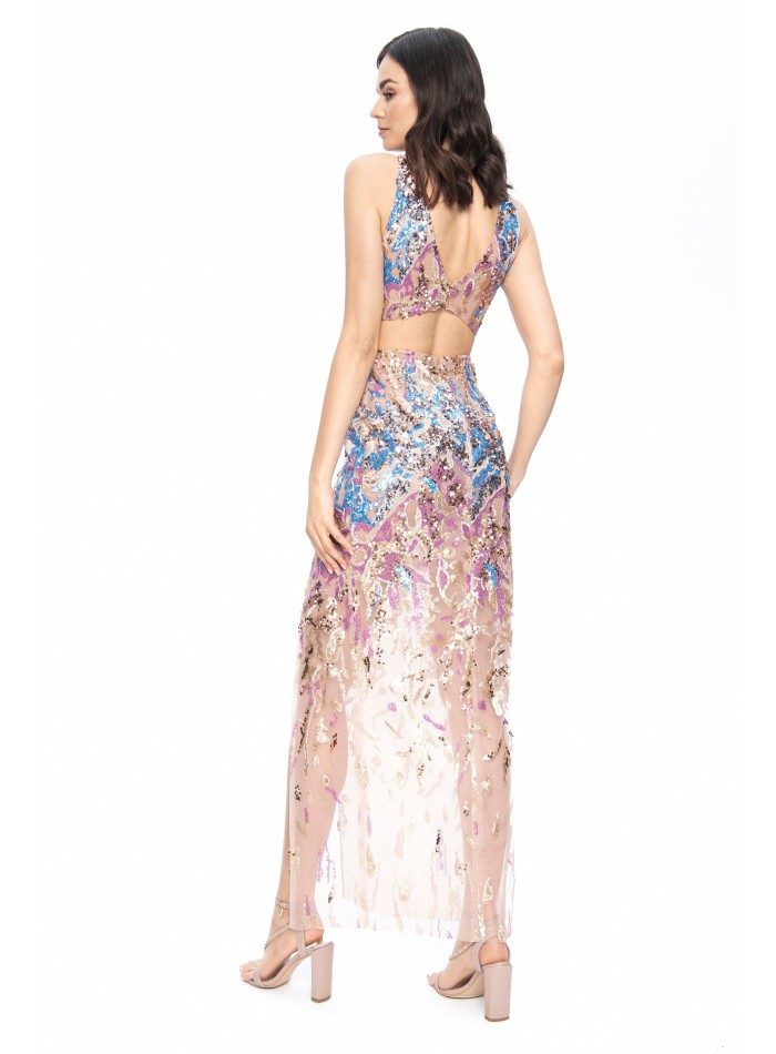 Vestido de fiesta largo con lentejuelas y...