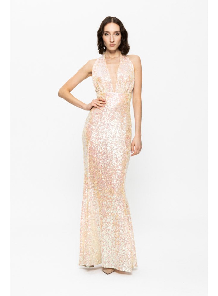 Long tight sequin gala dress with sequins INVITADISIMA