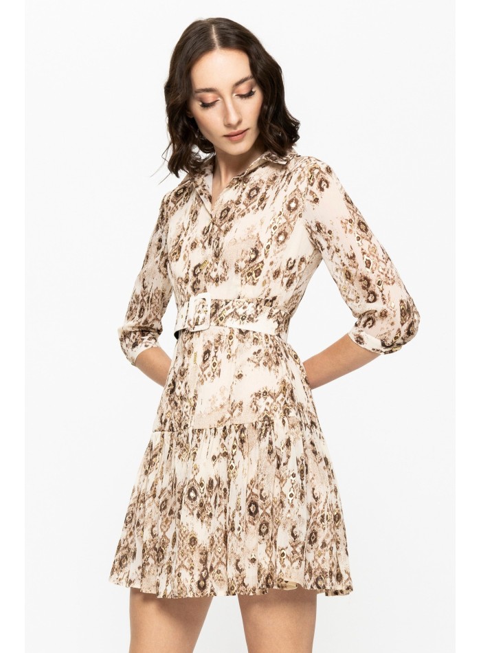 Robe courte imprimée avec manches longues et...