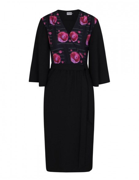 vestido midi negro con estampado de flores de Coco Veve vestido midi negro con estampado de flores de Coco Veve