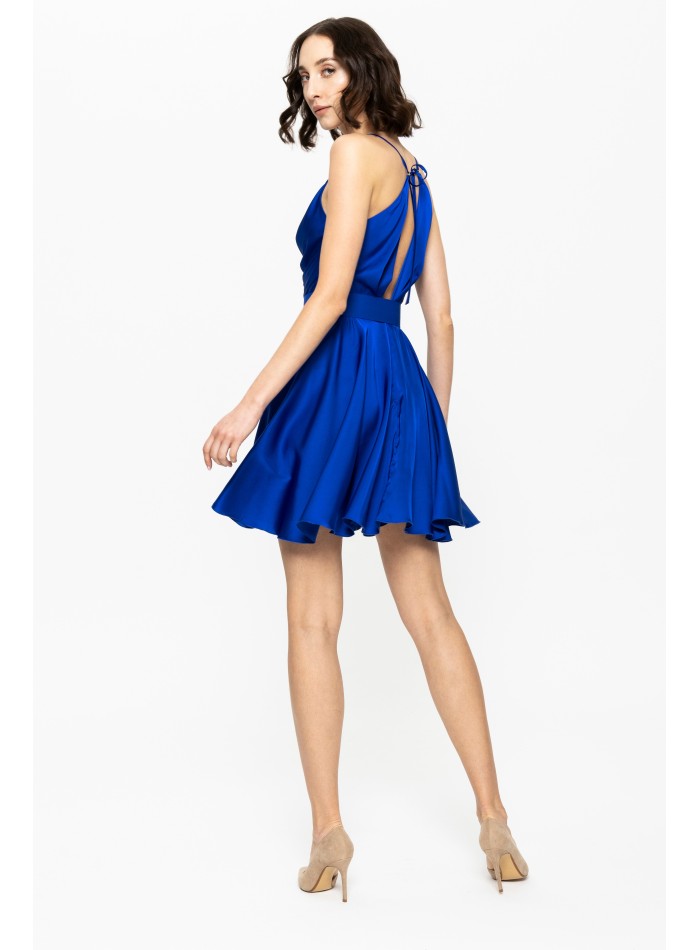 Azure Pastel Blue Serenity Cream Thin Strapped Short Dress