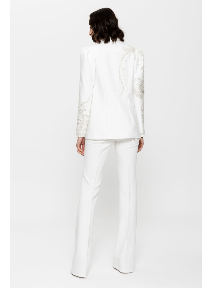 Traje de pantalón blanco para mujer con blazer...