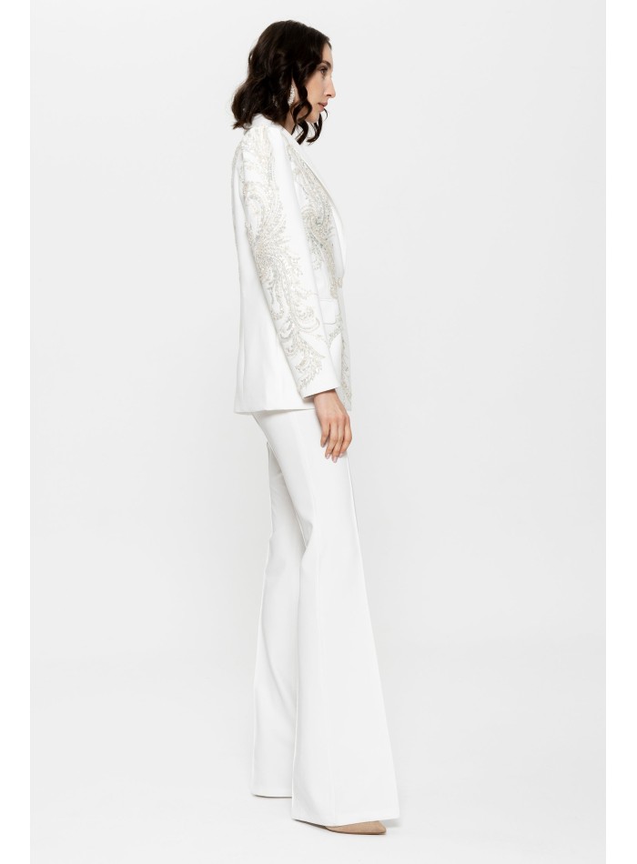 Traje de pantalón blanco para mujer con blazer...