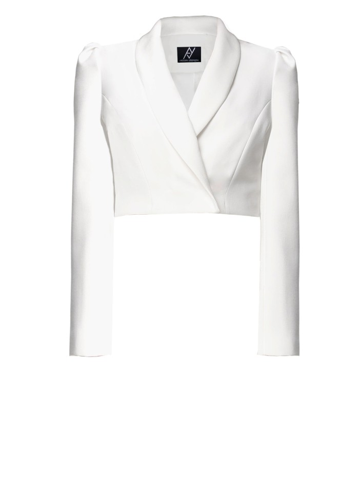 Blazer corta blanca de manga larga y estilo...