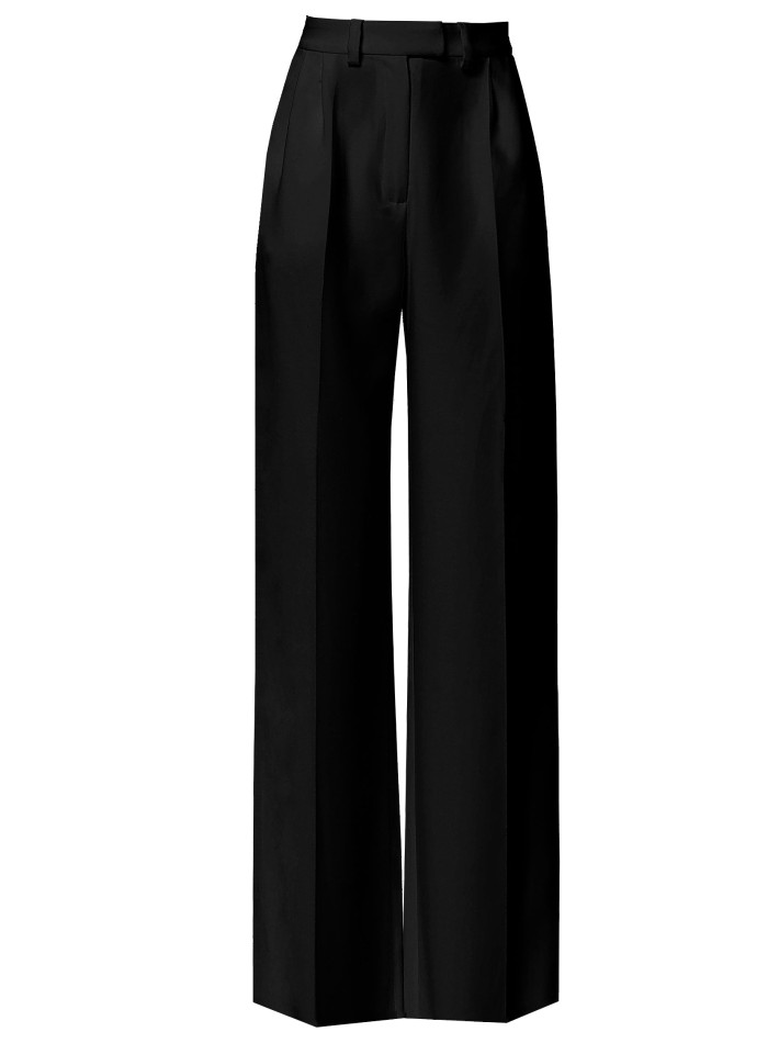 Black palazzo high-waisted suit trousers