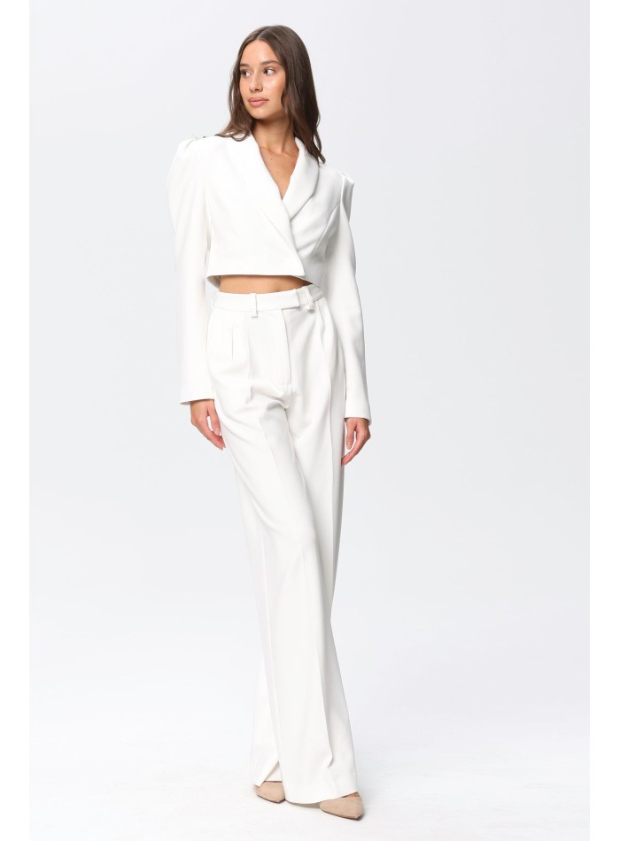 Pantalones palazzo de traje blancos de tiro alto