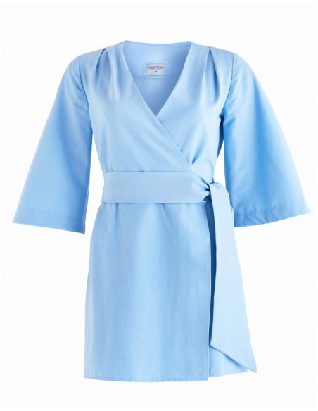 kimono azul clarito con cinturon para invitadas kimono azul clarito con cinturon para invitadas