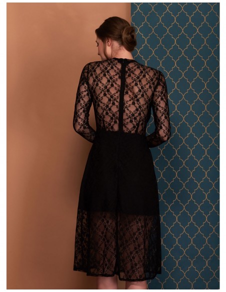 vestido Amelie negro con encaje y falda en linea A de Coco Veve vestido Amelie negro con encaje y falda en linea A de Coco Veve