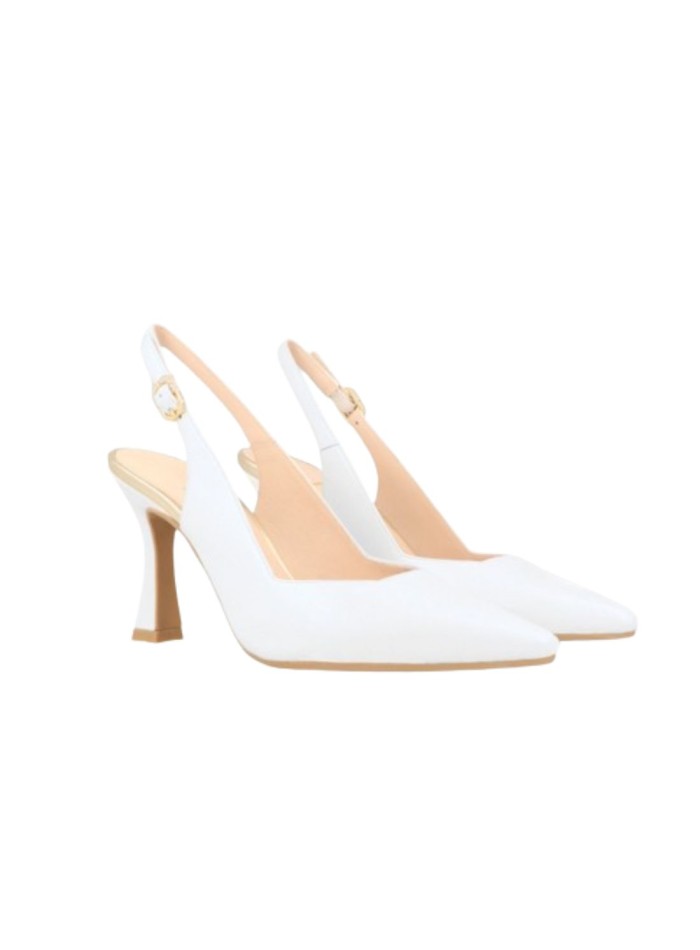 Chaussures de soirée à talons en cuir blanc