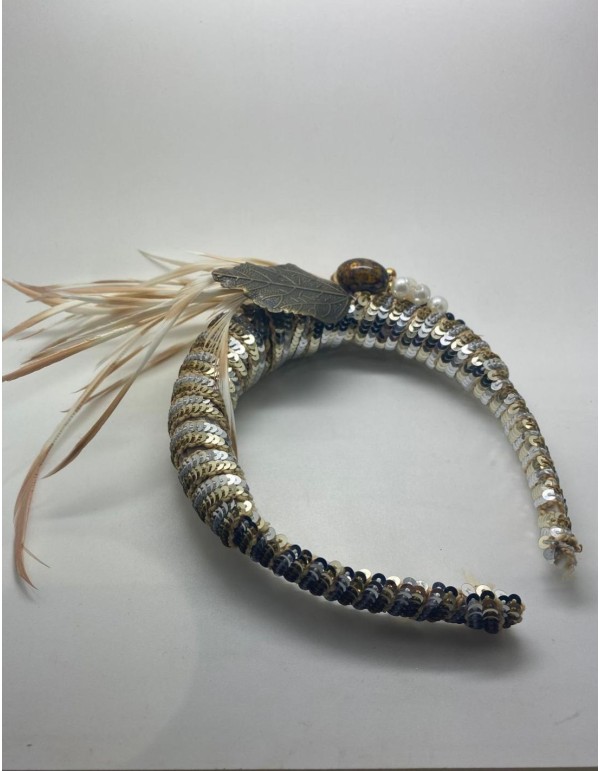 Diadema de fiesta con lentejuelas doradas y plateadas 2