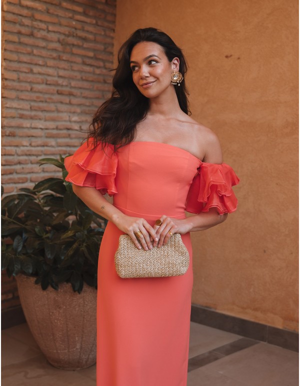 Sac de style sacoche en raphia avec chaîne