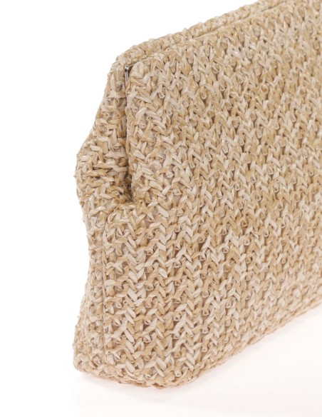 Raffia sack style handbag with chain