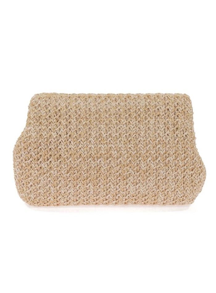 Raffia satchel style bag with chain