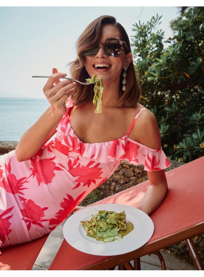 Vestido midi de fiesta de estampado floral con...