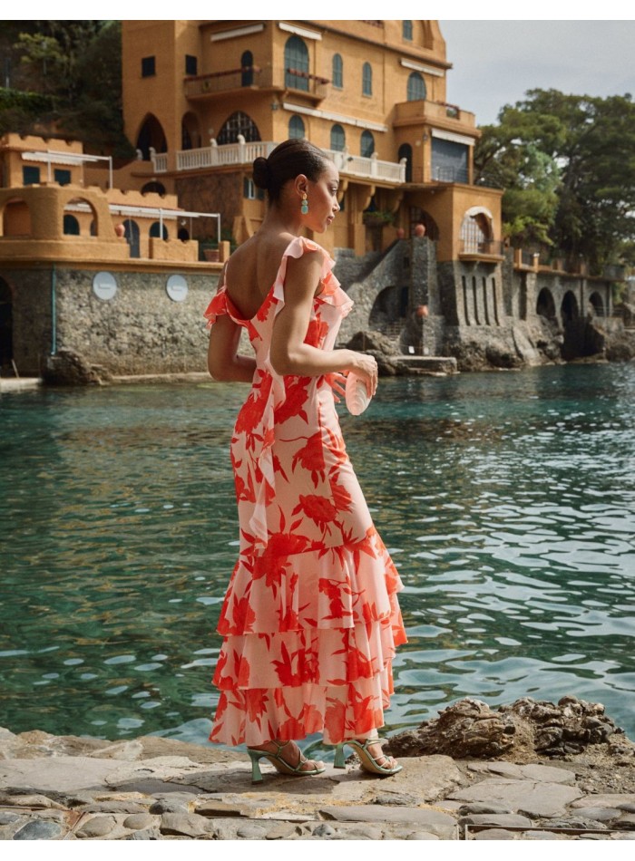 Robe midi à bretelles avec imprimé floral